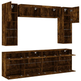 6 Piece TV Wall Cabinet Set with LED Lights Smoked Oak 3216801