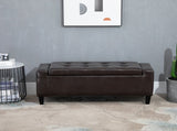 PU Leather Storage Ottoman Bench Storage Chest Tufted Ottoman Cube w/ Flipping Top 92L x 40W x 40H T3398P328176