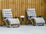 2pc Reclining Zero Gravity Sun Loungers ,Folding Chaise Lounge Chair with Cushions, Light Grey T3398P318683