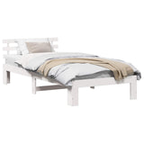 Bed Frame with Headboard White 90 x 190 cm Solid Pine Wood 872633