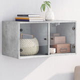 Wall Cabinet with Glass Doors Concrete Grey 68.5x37x35 cm 836503