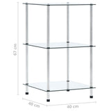 3-Tier Shelf Transparent 40x40x67 cm Tempered Glass 249504