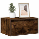 Wall-mounted Bedside Cabinet with LED Lights Smoked Oak 860219