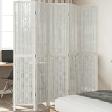 Room Divider 5 Panels White Solid Wood Paulownia 358679
