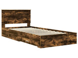 Bed Frame Smoked Oak and Silver 75 x 190 cm Engineered Wood 3409716
