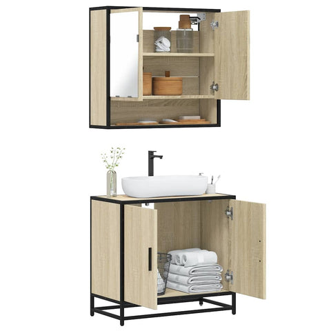 ZNTS 2 Piece Bathroom Furniture Set Sonoma Oak Engineered Wood 3300916