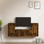 3 Piece TV Cabinet Set Smoked Oak Engineered Wood 3188539