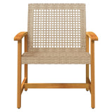 Garden Chairs 2 pcs Beige Poly Rattan and Acacia Wood 367597