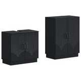 2 Piece Bathroom Cabinet Set HOORN Black Engineered Wood 3417631