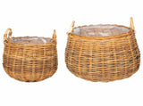 Planter Basket GENDT 2 pcs Natural Brown Kubu Rattan 42020954