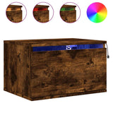 Wall-mounted Bedside Cabinets with LED Lights 2 pcs Smoked Oak 836835