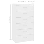 Sideboard with 6 Drawers White 50x34x96 cm Engineered Wood 800666