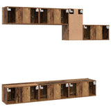 TV Cabinet Set with Drawer 7 pcs Old Wood Engineered Wood 3393486