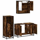 ZNTS 3 Piece Bathroom Furniture Set Smoked Oak Engineered Wood 3300982