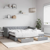 Daybed with Trundle and Drawers Light Grey 90x190 cm Fabric 3197501