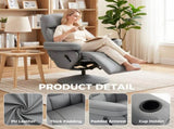 Upholstered Reclining Armchair, Manual Recliner Chair with Footrest and Adjustable Backrest, Grey T3398P548742