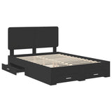 Bed Frame with Headboard Black 140 x 190 cm Engineered Wood 3412784