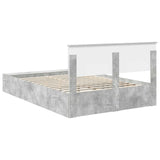Bed Frame with Shelf Concrete Grey 140 x 190 cm Engineered Wood 3408364