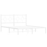 Metal Bed Frame without Mattress with Headboard White 160x200cm 376278