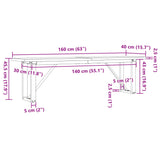 Coffee Table O-Frame 160x40x45.5 cm Solid Wood Pine and Steel 3282734