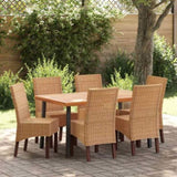 Dining Chairs 6 pcs Brown Natural Rattan 274205