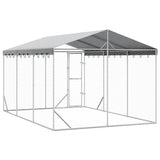 Outdoor Dog Kennel with Roof Silver 3x4.5x2.5 m Galvanised Steel 3190487
