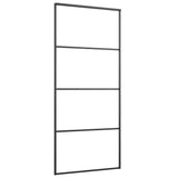 Sliding Door with Hardware Set Black 90x205 cm ESG Glass 3375938