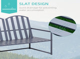 Steel Patio Garden Bench Loveseats for Outdoors Park Yard Slatted Design Grey T3398P322176