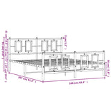 Metal Bed Frame without Mattress with Footboard Black 160x200cm 374262