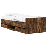 Bed Frame with Storage Smoked Oak 80 x 200 cm Engineered Wood 3429511