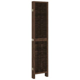 Room Divider 6 Panels Dark Brown Solid Wood Paulownia 358666