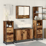 Bathroom Furniture Set with Door 3 pcs Old Wood Engineered Wood 3402414