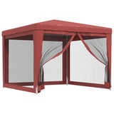 ZNTS Party Tent with 4 Mesh Sidewalls Red 3x3 m HDPE 319230