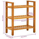 Shoe Rack with 3 Shelves 50x27x60 cm Solid Oak Wood 331745