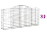 Arched Gabion Baskets 5 pcs 200x30x120/140 cm Galvanised Iron 3146134