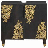 Sink cabinet with Door Black 62 x 33 x 58 cm Solid Mango Wood 4018827