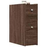Narrow Bathroom Cupboard with Wheels Brown Oak Engineered Wood 855292