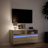 TV Wall Cabinet with LED Lights Sonoma Oak 100x31x45 cm 852336