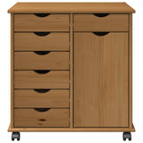Rolling Cabinet Honey Brown 63.5 x 39 x 65.5 cm Solid Pine Wood 42028376