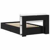 Bed Frame with Storage Black 75 x 190 cm Engineered Wood 3433526