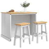 Kitchen Island Set 3 pcs White and Honey Wax Solid-Pine 3425395