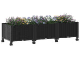 Garden Planter with Wheels Black 120 x 40 x 44 cm PP 3423047