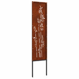 Garden Privacy Screen Floral Rusty 32 x 140 cm Weathering steel 876230
