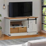 TV Cabinet HALDEN with Sliding Door White 110x40x60 cm Solid Wood 4018410