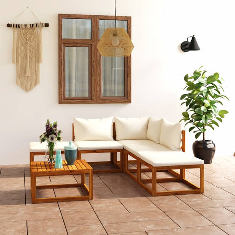 ZNTS 6 Piece Garden Lounge Set with Cushions Solid Wood Acacia 3098664