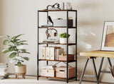 5-Tier Bookshelf, Industrial Bookcase with Metal Frame - Rustic Brown and Black T3398P423852