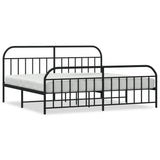 Metal Bed Frame without Mattress with Footboard Black 200x200cm 353660