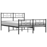 Metal Bed Frame without Mattress with Footboard Black 160x200cm 355288