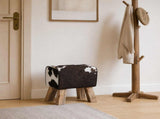 Bench 40 x 30 x 45 cm Real Leather Black and White 42042102