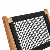 Sun Lounger with Footrest Solid Teak Wood and Rope 49368
